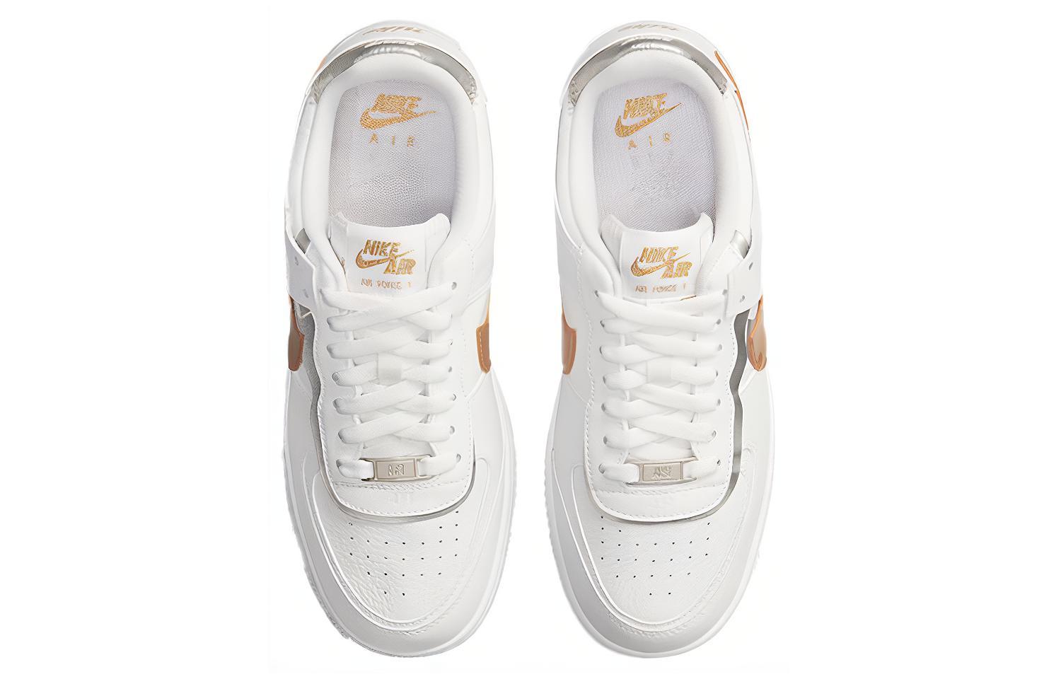 Женские кроссовки Nike Air Force 1 Shadow (белый / золотой / серый) — фото 4