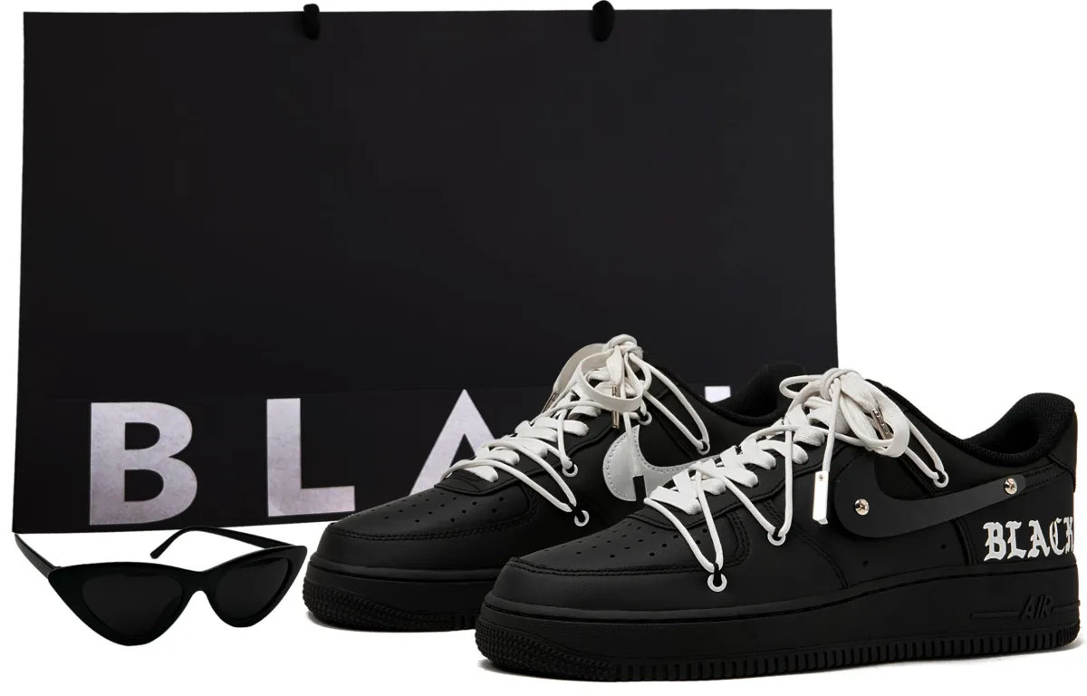 Nike Air Force 1 Air Force 1 Low top Skateboard Shoes Unisex Matte Black White