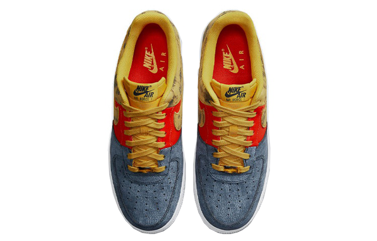 Мужские кроссовки Nike Air Force 1 dark sulphur (желто-оранжево-серый) — Жёлтый / оранжевый / серый — фото 4