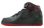 Nike Air Force 1 Versatile Waterproof Mid top Skateboard Shoes Unisex Black Red
