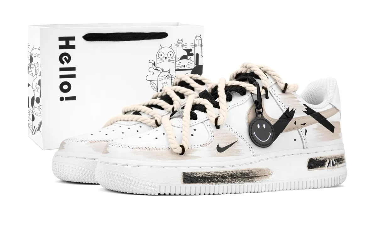 Nike Air Force 1 Low top Skateboard Shoes Unisex Brown White Black