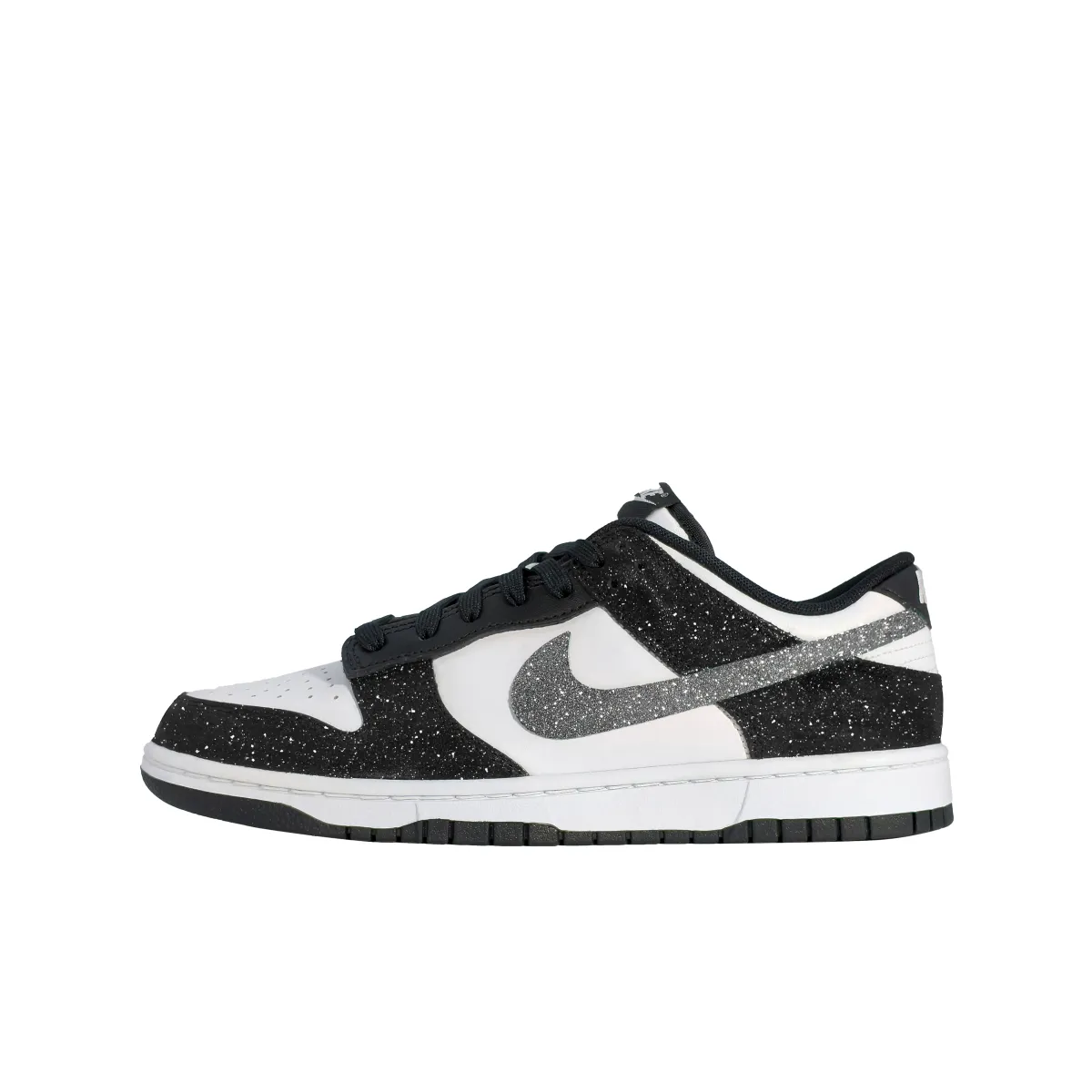 Nike Dunk Slip Resistant Abrasion Resistant Low top Skateboard Shoes Unisex Black Silver Diamond