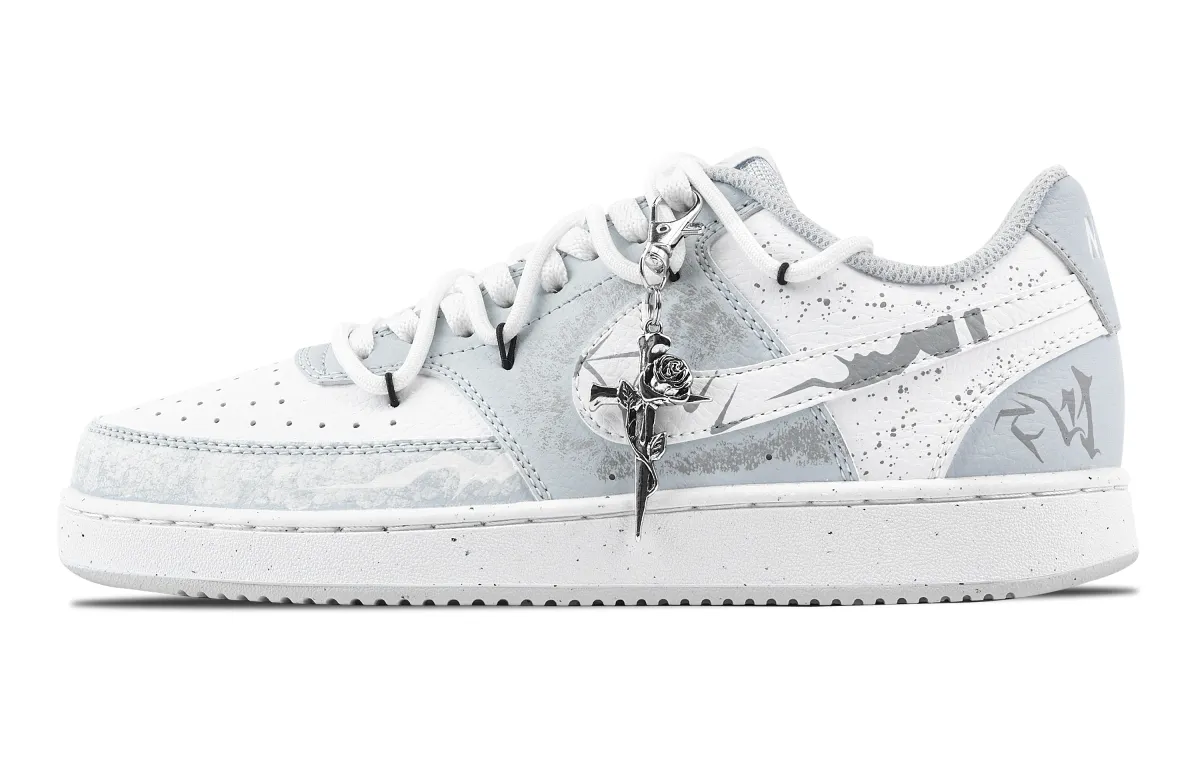 Nike Court Vision White Thorn Abrasion Resistant Low top Skateboard Shoes Men's Light Gray