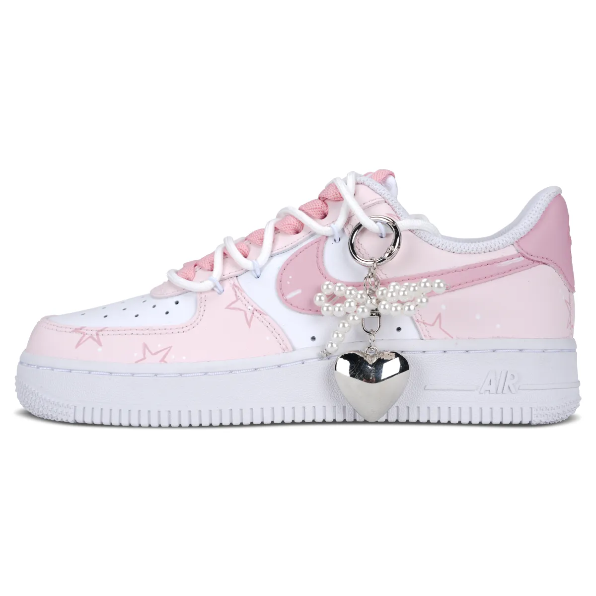 Nike Air Force 1 Starry Dot Slip Resistant Abrasion Resistant Low top Skateboard Shoes Women's Pink White