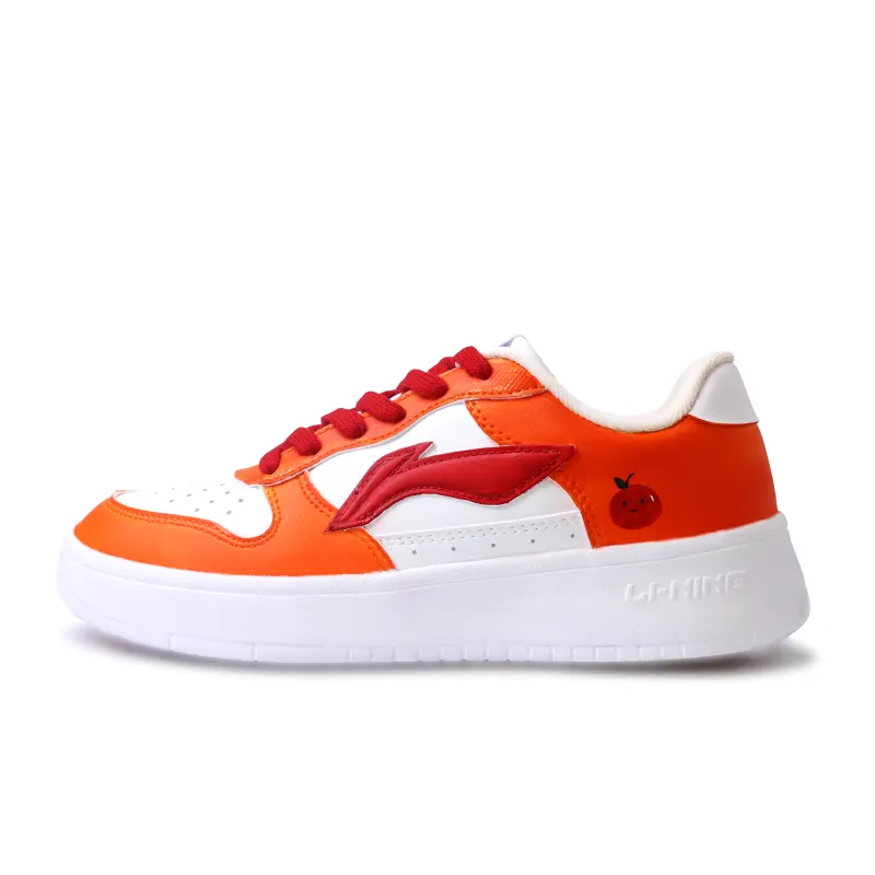 Li Ning Floating Boat Abrasion Resistant Breathable Coverage Low top Skateboard Shoes Unisex White Red Orange