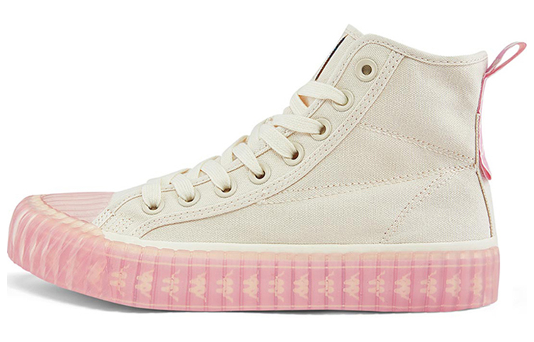 Kappa Fabric Coverage Slip Resistant High top Skateboard Shoes Women's White Pink