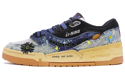 Li Ning 001 BTC Abrasion Resistant Breathable Abrasion Resistant Breathable Low top Skateboard Shoes Men's Blue