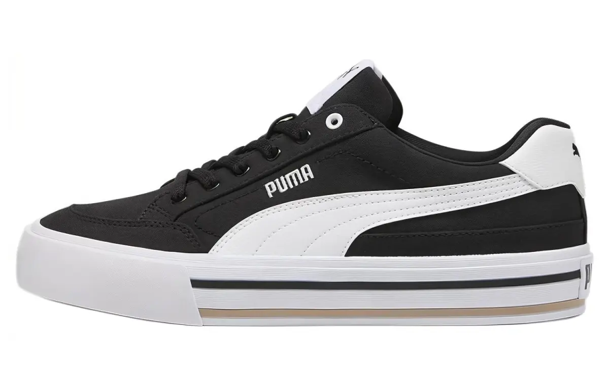 PUMA Court Classic Vulc Fabric Low top Skateboard Shoes Unisex Black White