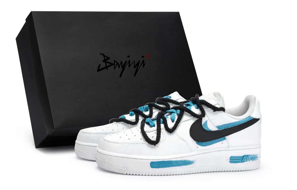 Nike Air Force 1 811 Manufacturing, Sky Blue, Special Shoe Box Low top Skateboard Shoes Women's White Black Lake Blue