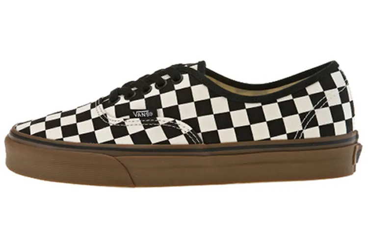 Vans Authentic Checkerboard Abrasion Resistant Low top Skateboard Shoes Unisex Black White