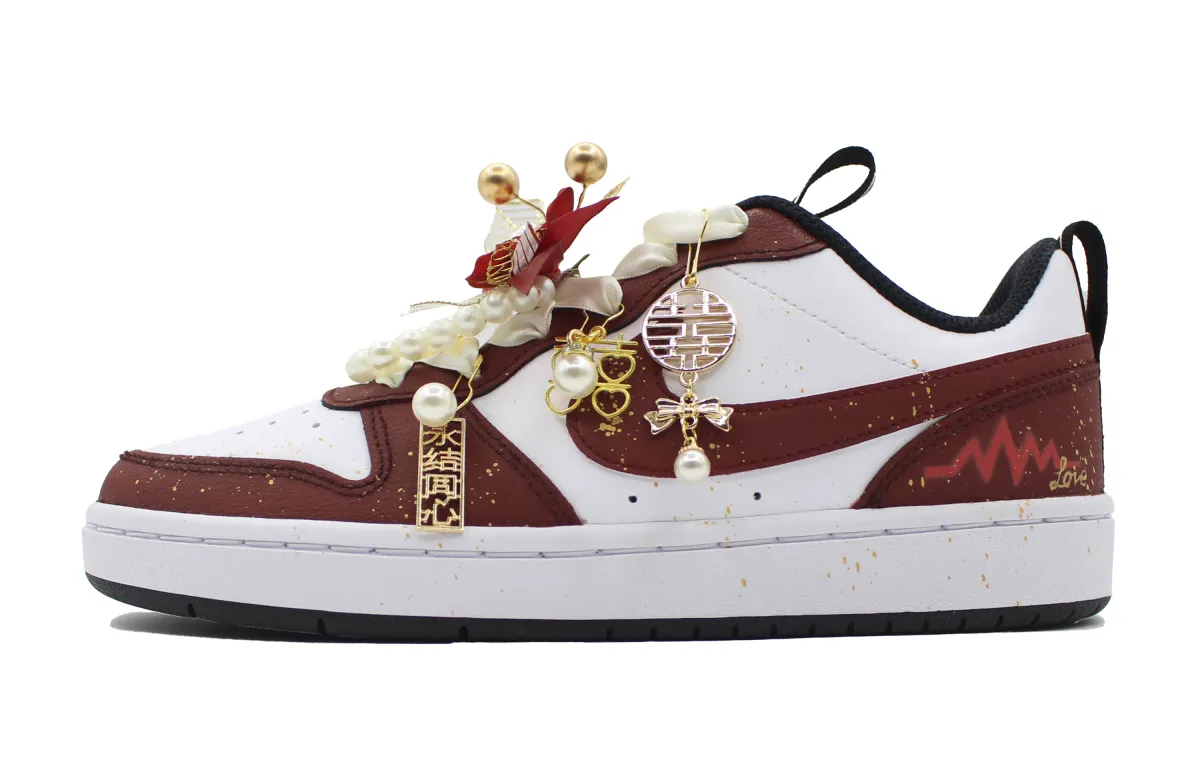 Nike Court Borough Happy Union 4 Slip Resistant Cushioning Support Low top Skateboard Shoes Women's Scarlet