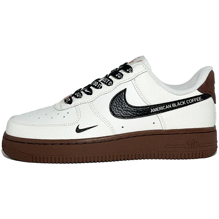 Nike Air Force 1 American Black Coffee Abrasion Resistant Lightweight Low top Skateboard Shoes Unisex