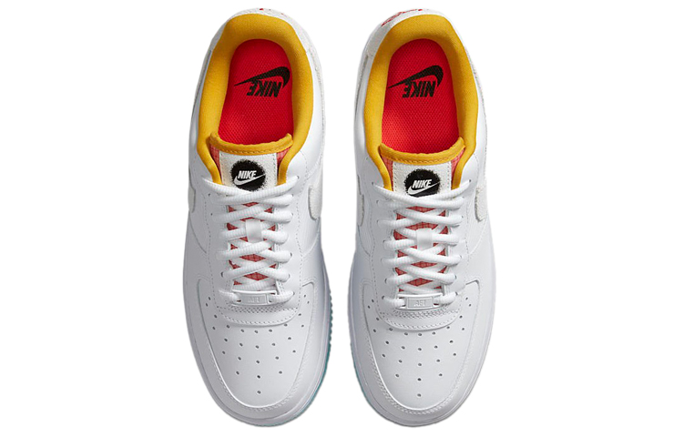 Женские кроссовки Nike Air Force 1 (бело-сине-оранжевые) — Белыйсинийоранжевый — фото 4