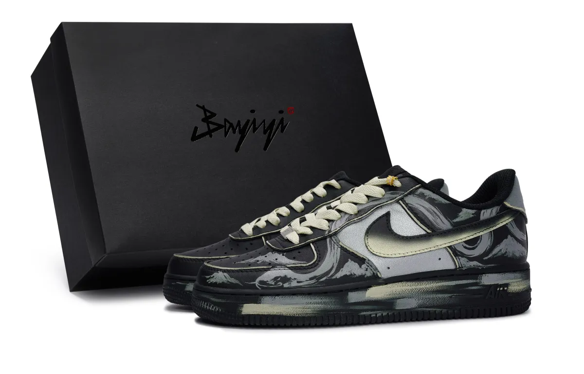 Nike Air Force 1 Slip Resistant Slip Resistant Low top Skateboard Shoes Unisex Black Silver Beige Yellow