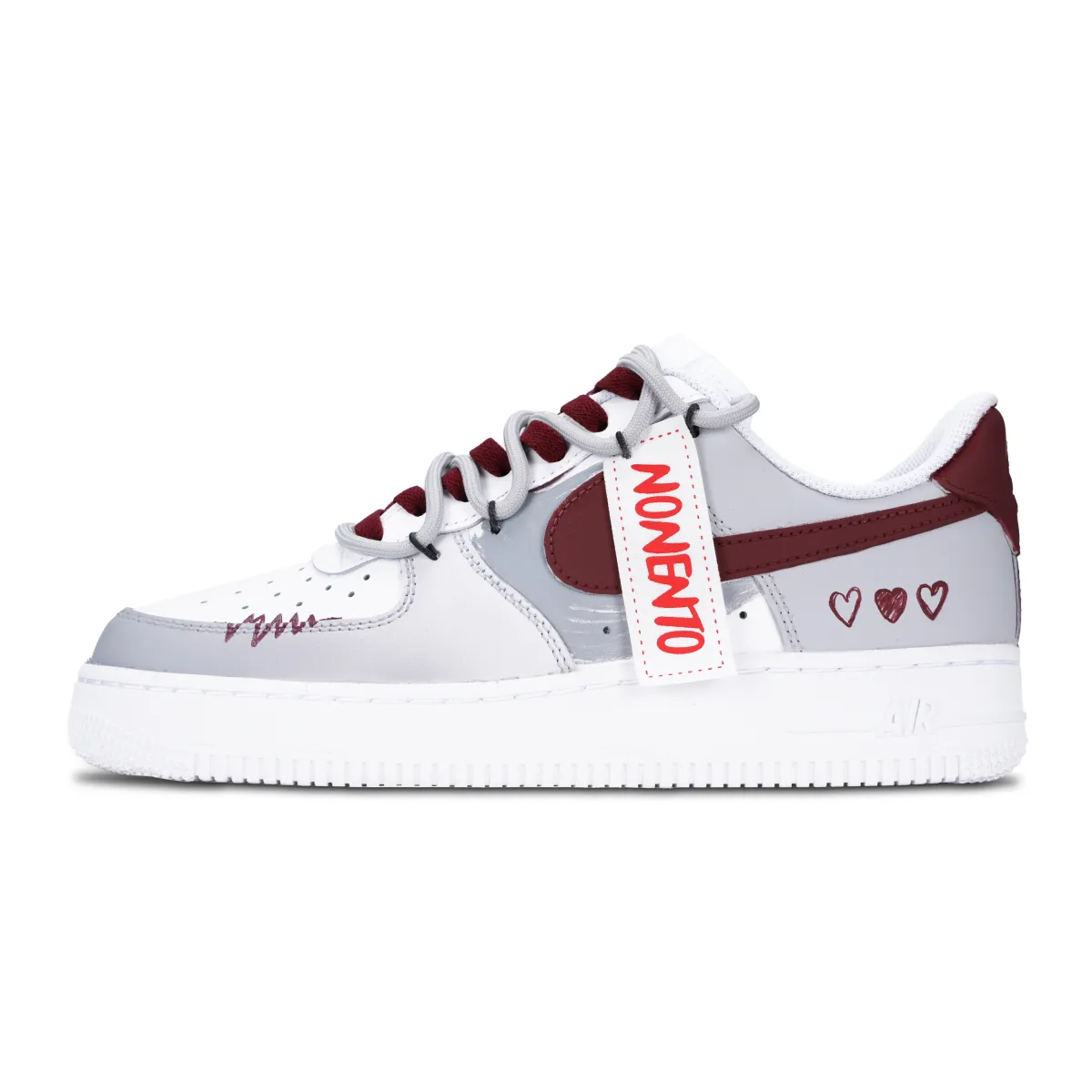 Nike Air Force 1 Heart American Slip Resistant Abrasion Resistant Low top Skateboard Shoes Unisex Dark Red