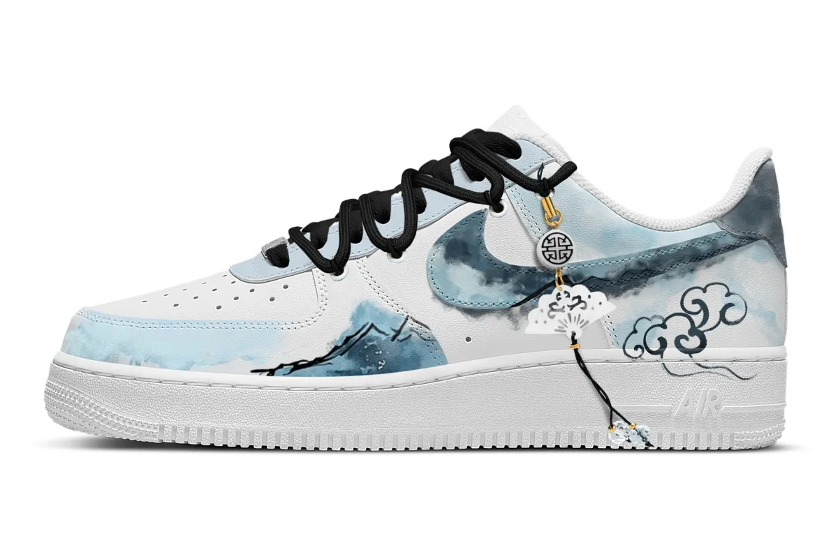 Nike Air Force 1 Abrasion Resistant Low top Skateboard Shoes Men's Cyan