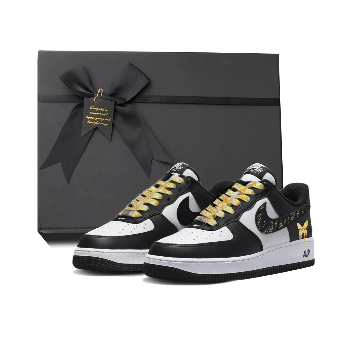Nike Air Force 1 'Panda Gilded Years Slip Resistant Abrasion Resistant Balance Low top Skateboard Shoes Unisex