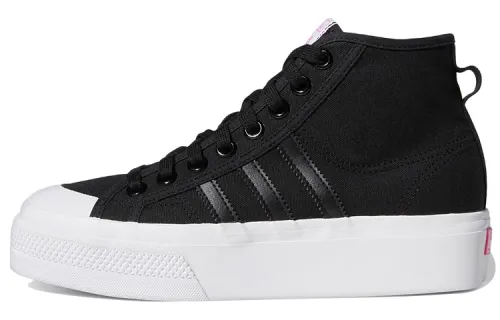 Adidas Nizza Platform Mid Black White Pink Women's