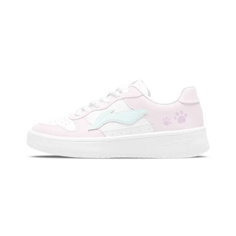 Li Ning Floating Boat Slip Resistant, Abrasion Resistant, Lightweight Low top Skateboard Shoes Women's Pink White