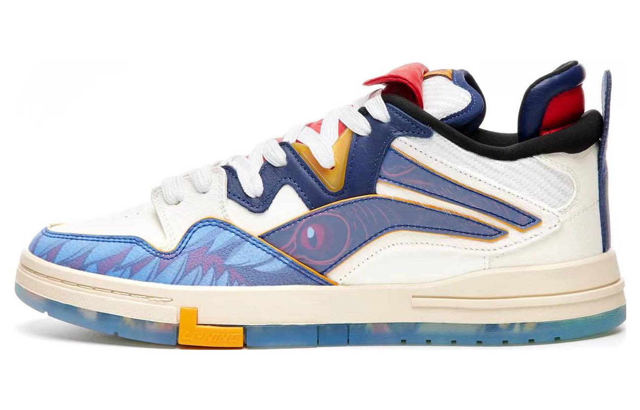 Li Ning Wave Pro Year Beast Slip Resistant Cushioning Abrasion Resistant Low top Skateboard Shoes Men's Blue White