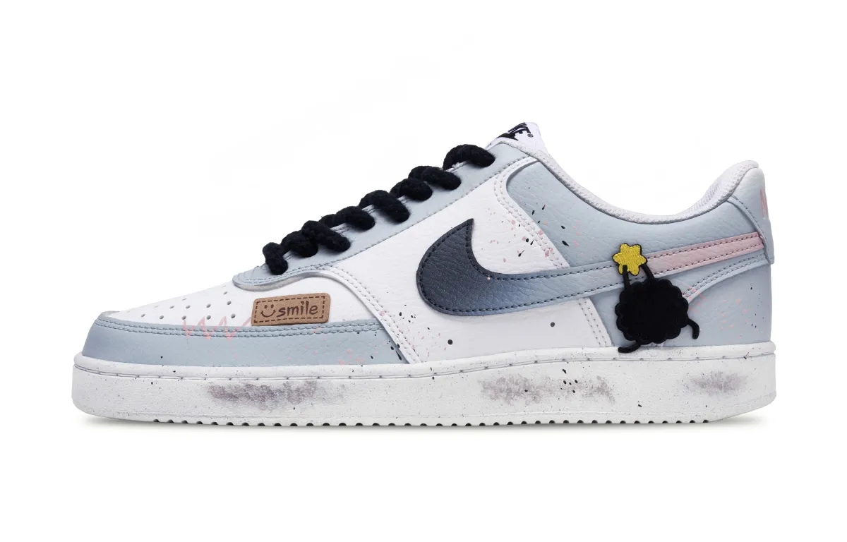 Nike Court Vision 1 Abrasion Resistant Low top Skateboard Shoes Unisex Light Gray