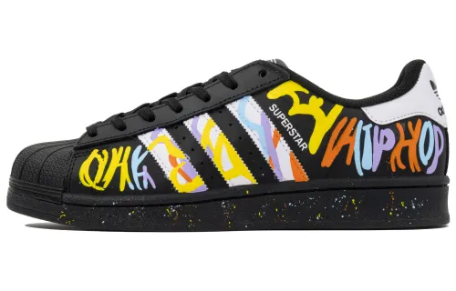 Adidas Originals Superstar 2 Abrasion Resistant Low top Skateboard Shoes Unisex Black White Yellow