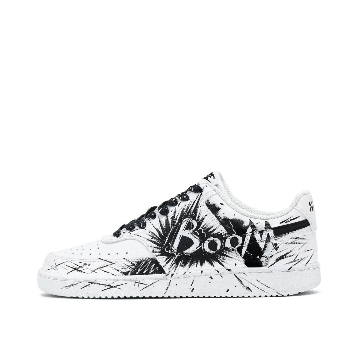 Nike Court Vision 1 BOOM Abrasion Resistant Balance Low top Skateboard Shoes Unisex Black White