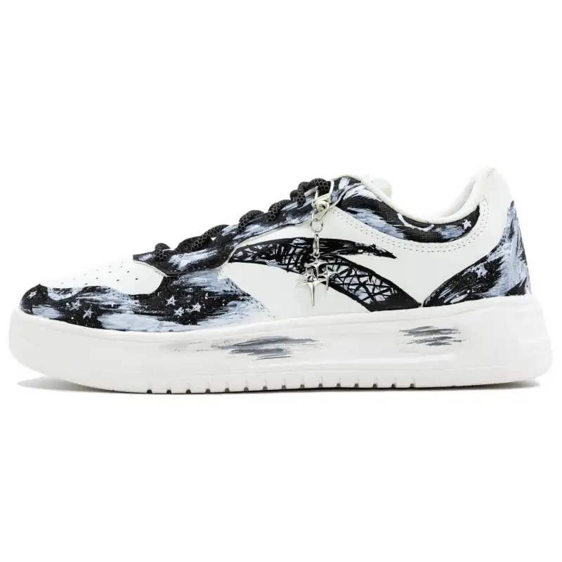 Anta Slip Resistant, Abrasion Resistant, Breathable Low top Skateboard Shoes Men's White Blue Black