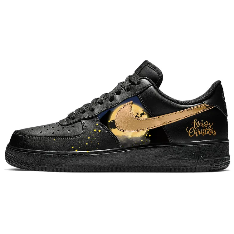 Nike Air Force 1 Versatile Slip Resistant Low top Skateboard Shoes Unisex Black