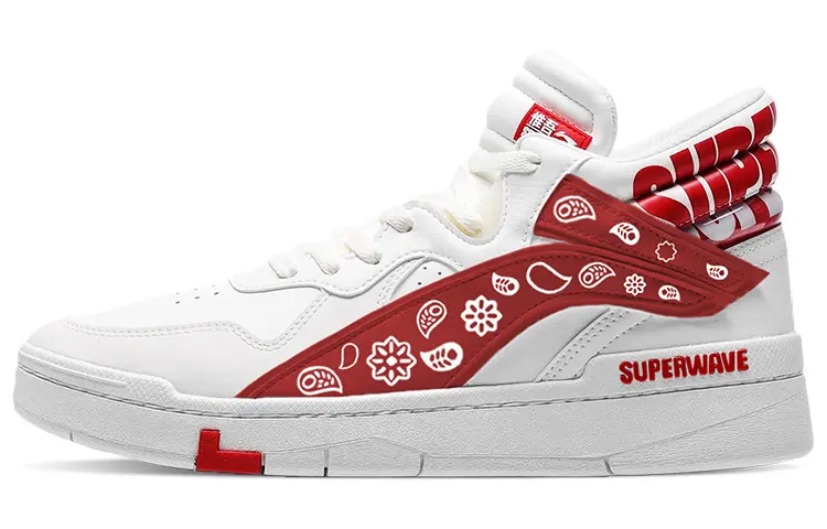 Li Ning Wave SUPERWAVE Mid Skateboard Shoes Women's Mid Top White/Red