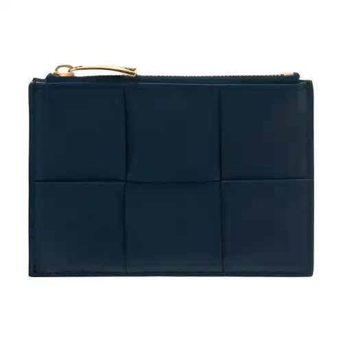 Bottega Veneta Calfskin Card Holder Women's Navy Blue