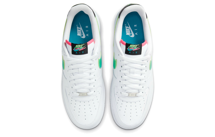 Мужские кроссовки Nike Air Force 1 Neon (белый / зеленый / черный / розовый) — Белый / зелёный / чёрный / розовый — фото 4
