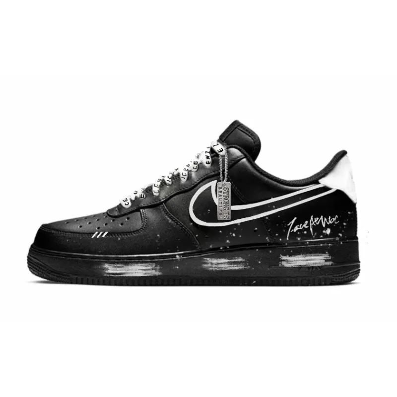 Nike Air Force 1 Blank, Black Warrior Abrasion Resistant Balance Low top Skateboard Shoes Unisex Black