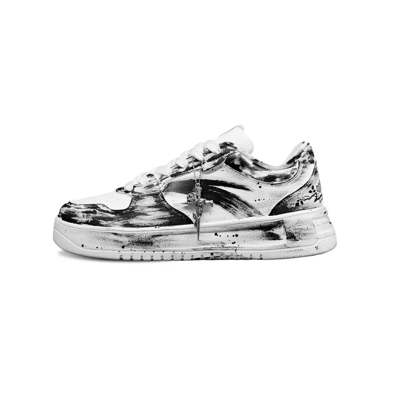 Anta Slip Resistant Cushioning Abrasion Resistant Low top Skateboard Shoes Men's Black White