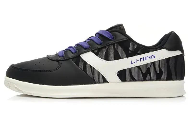 Li Ning Coverage Slip Resistant Thermal Low top Skateboard Shoes Men's Black White Purple