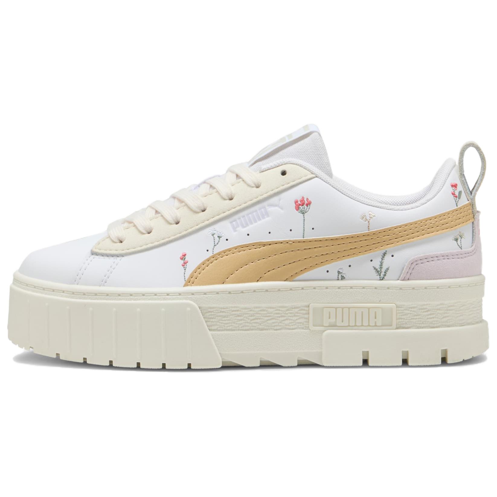 PUMA Mayze Cow Leather, Leather Abrasion Resistant Abrasion Resistant Low top Skateboard Shoes Women's White