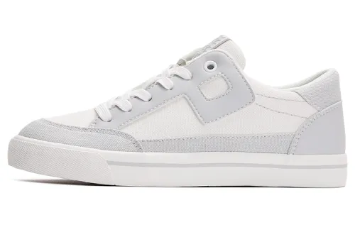 Pony Canvas Slip Resistant, Abrasion Resistant, Lightweight Low top Skateboard Shoes Unisex White Gray