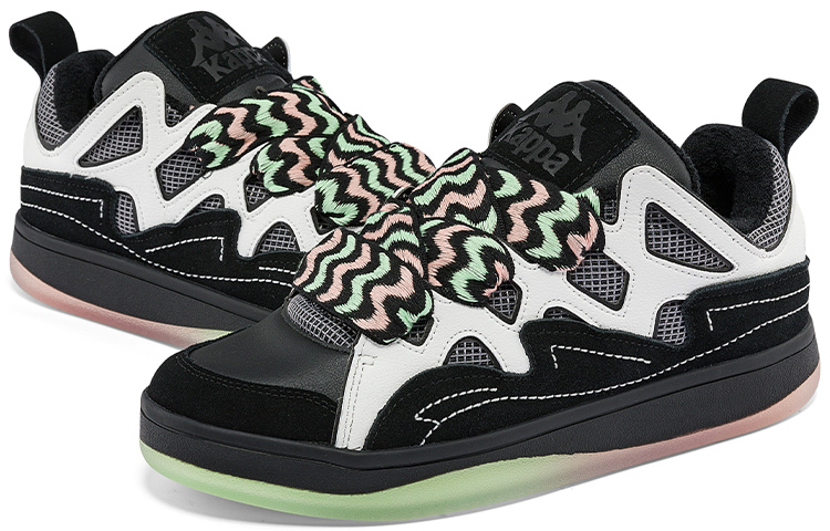 Kappa Fatty Synthetic Leather, Textile Abrasion Resistant Coverage Slip Resistant Low top Skateboard Shoes Unisex Black