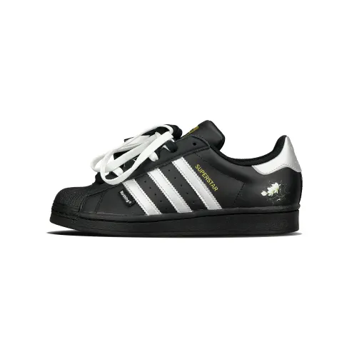 Adidas Originals SUPERSTAR Shell Head, Love And Peace, Rose Of Damascus Low top Skateboard Shoes Unisex Black Silver