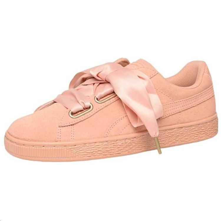 PUMA Suede Heart Satin Comfortable Low top Skateboard Shoes Women's Light Pink