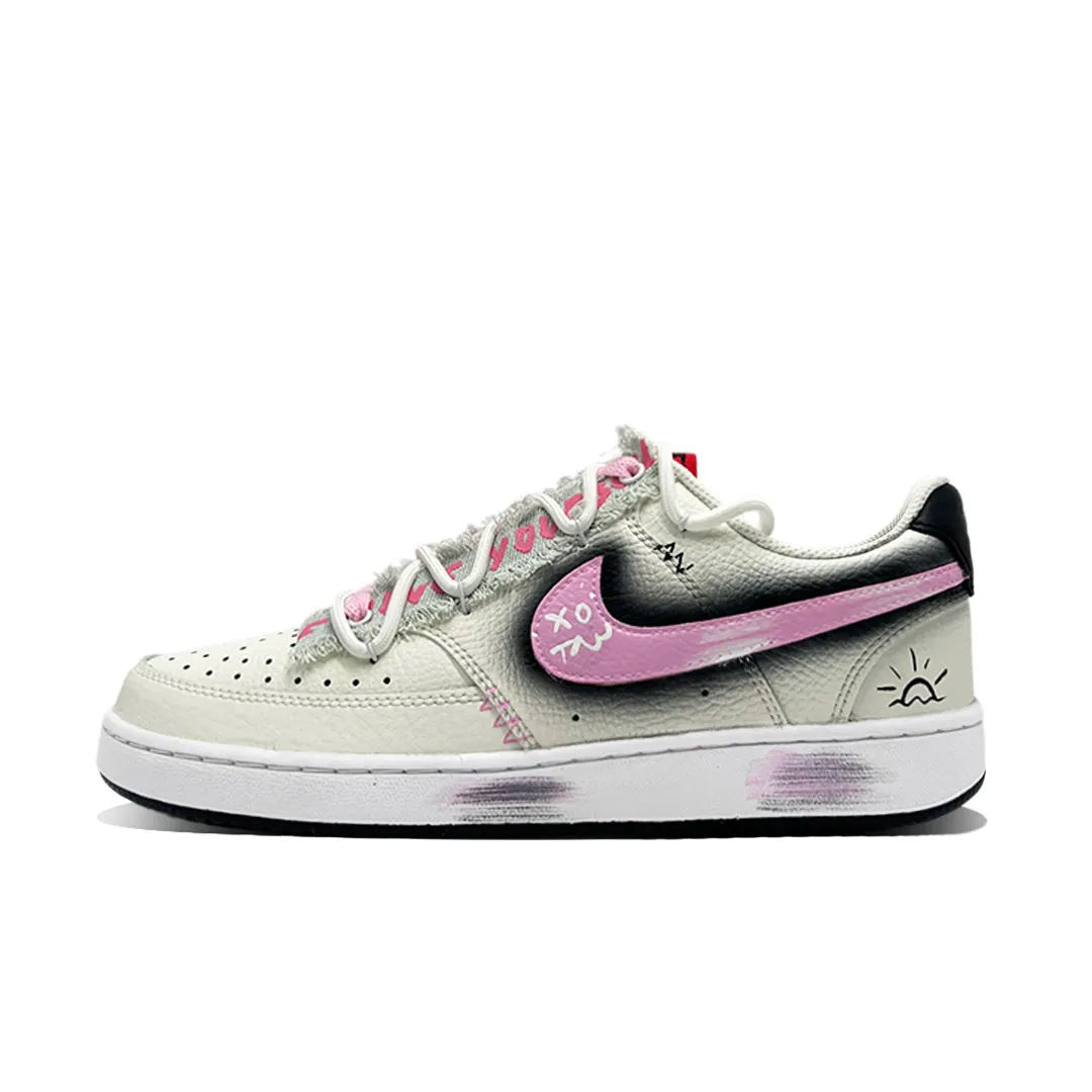 Nike Court Vision 1 Sunset Multicolor Abrasion Resistant Abrasion Resistant Low top Skateboard Shoes Unisex Beige Pink