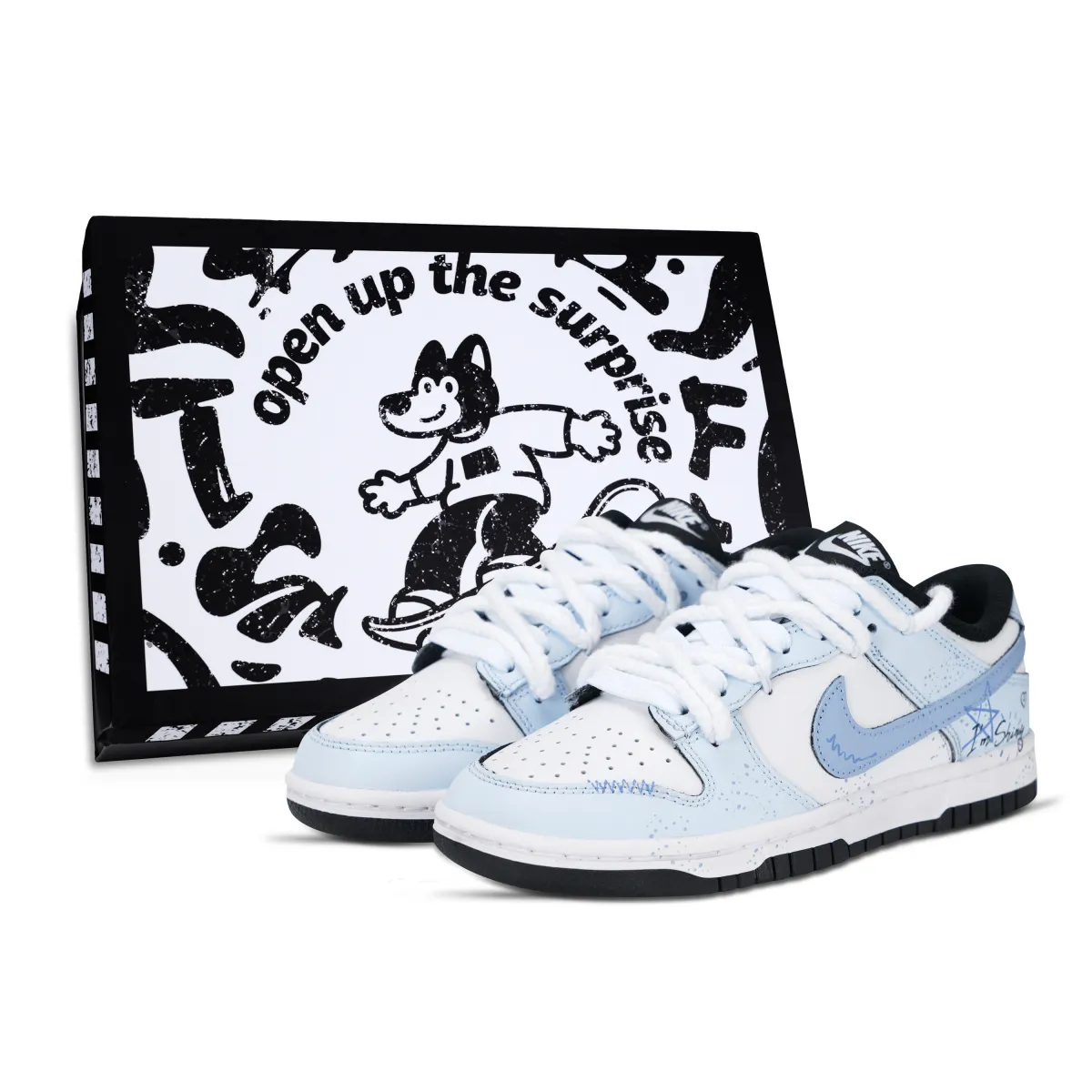 Nike Dunk Starry Sea Slip Resistant Abrasion Resistant Low top Skateboard Shoes Unisex Blue White