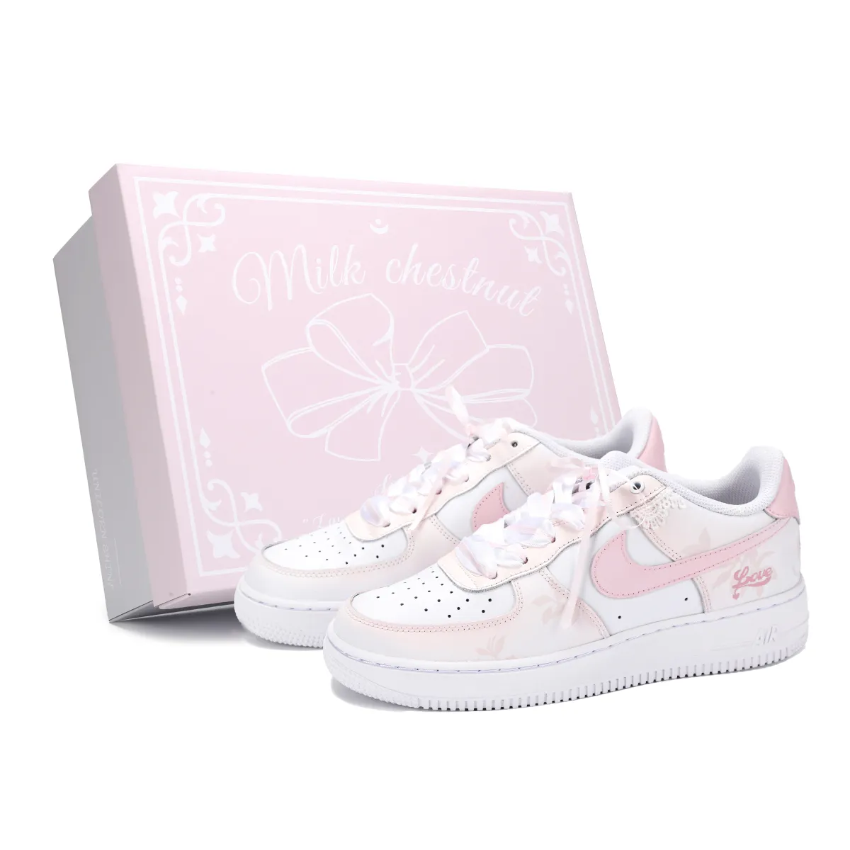 Nike Air Force 1 Heartbeat Reflection Low top Skateboard Shoes Women's Pink