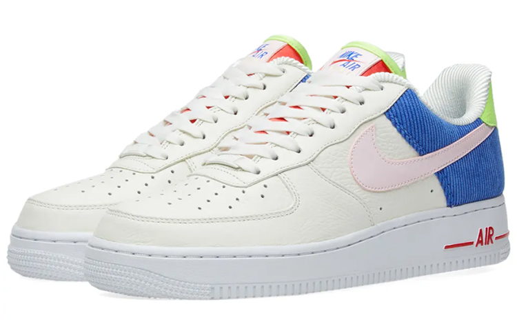 Женские кроссовки Nike Air Force 1 (бело-зелено-синие) — Белый / синий — фото 3