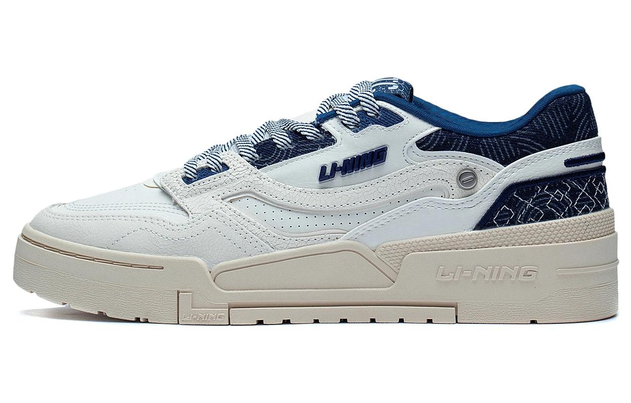 LiNing Li Ning 001 BTC Btc Prm synthetic leather, comfortable and versatile, trendy, wear-resistant and breathable, low-cut sneakers, men's white and blue