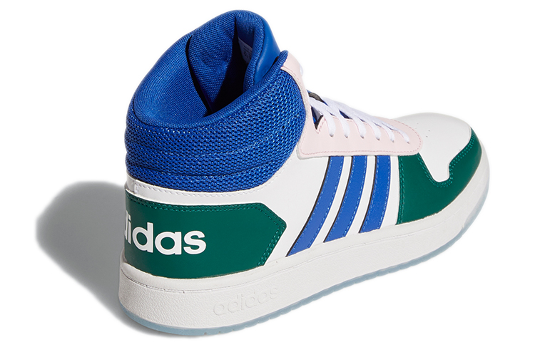 Женские кроссовки adidas neo mid (белый / синий / зеленый) — Белый / синий / зелёный — фото 4