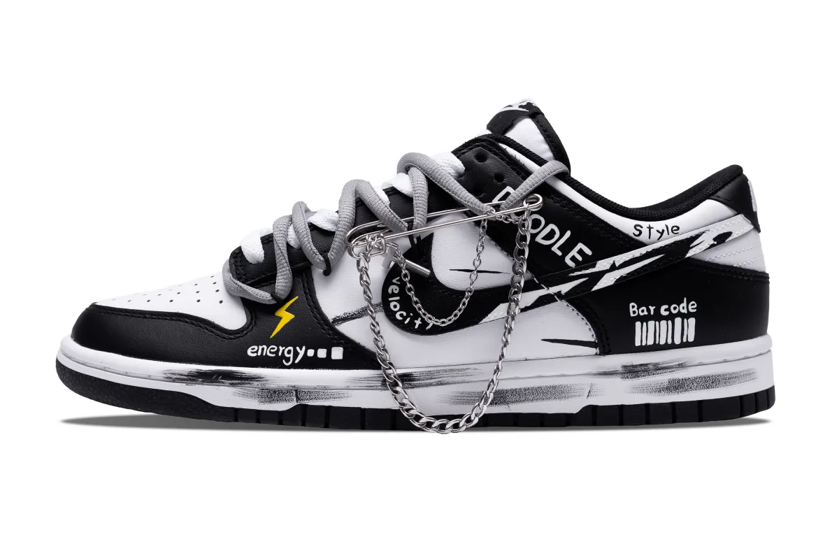 Nike Dunk Energy Slip Resistant Quick Dry Abrasion Resistant Low top Skateboard Shoes Unisex Black White