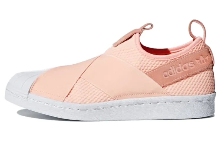 Adidas Originals SUPERSTAR Slip on Fabric Breathable Low top Skateboard Shoes Women's Pink White