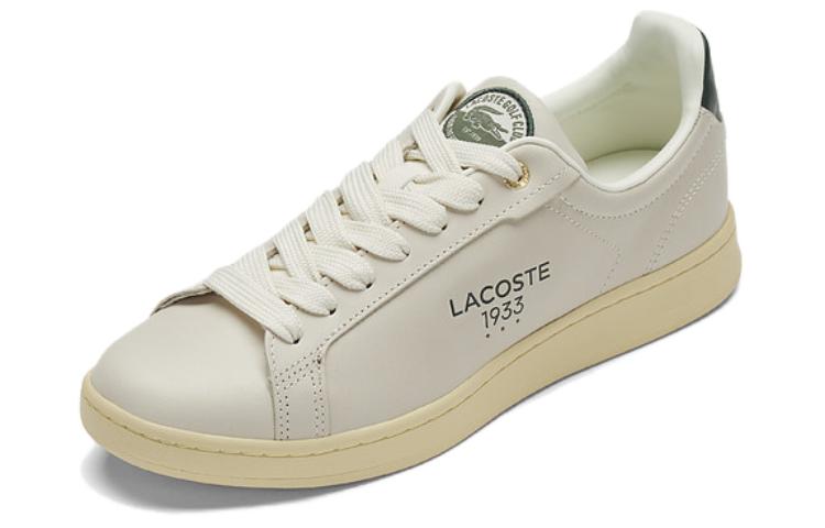 LACOSTE Cow Leather Low top Skateboard Shoes Men's Ecru