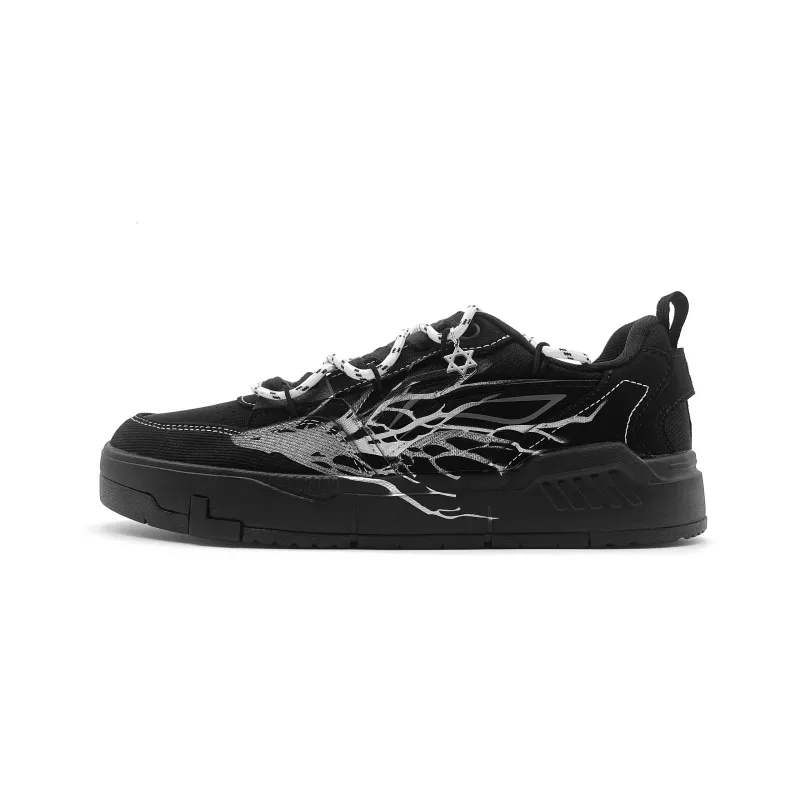 Li Ning Original Era Slip Resistant Cushioning Abrasion Resistant Low top Skateboard Shoes Men's Black Silver